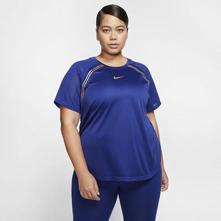 Top Nike Icon Clash Maneca Scurta Running (Plus Size) Dama Albastru Regal Metal Aurii | PAQT-76284
